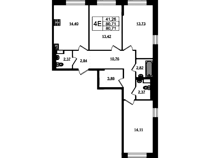 3-комнатная квартира 80.71 м², 2/8 эт., ЖК «Живи! В Рыбацком»